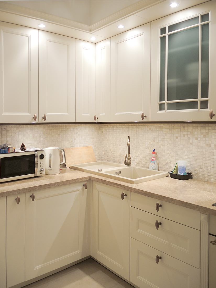 Classic kitchen with wooden facades